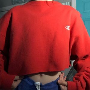 Men’s Red self cropped champion long sleeve